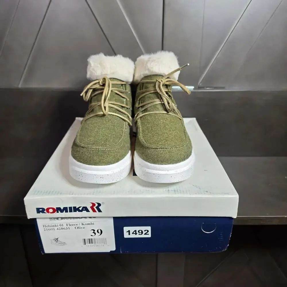 Romanika Helsinki 01 Fleece Kombi Olive Boots  NEW Size 8-8.5